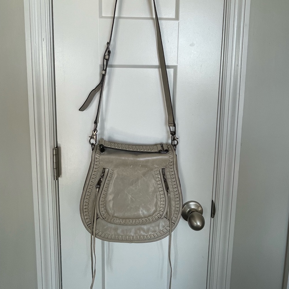 Rebecca Minkoff Vanity Saddle Putty Leather Crossbody Bag